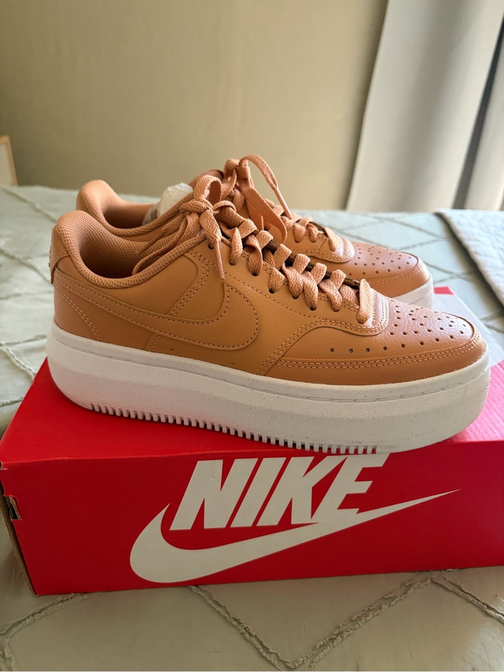 Nike Women’s Platform Sneaker in Tan/Cream (color-light cognac)
